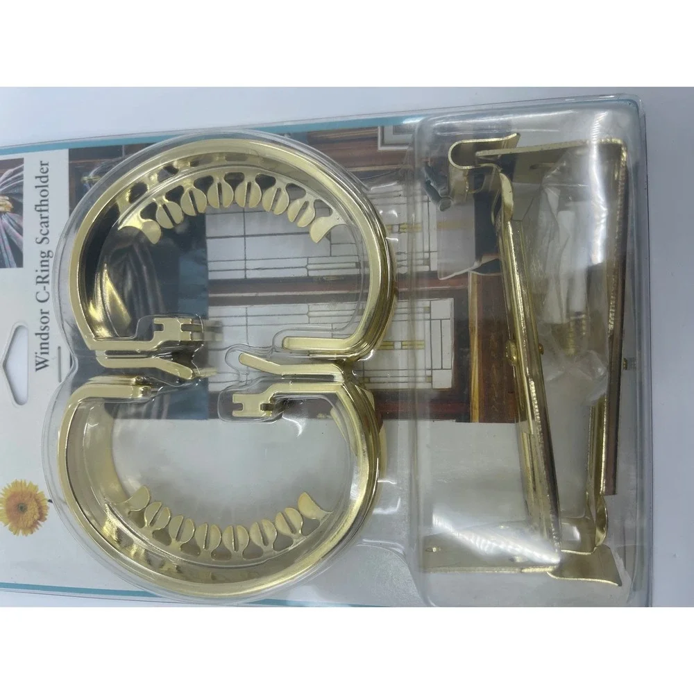 2 Spring‎ Maid Windsor C Ring Curtain Holder Gold Tone Hardware Set